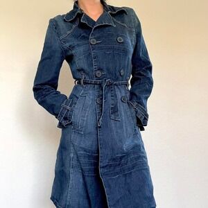 Vanilla Star Dark Wash Denim Trench Coat – Size M